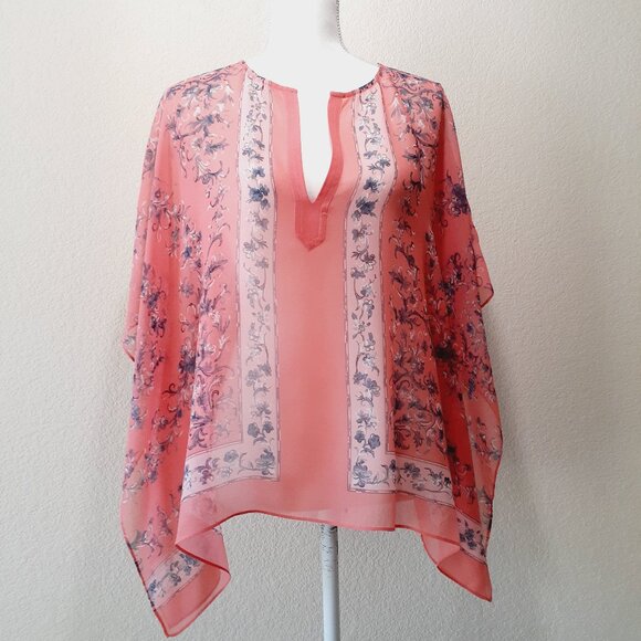 BCBG MaxAzria Sheer Poncho Blouse - Picture 2 of 12